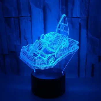 7 Kolorów Chagne Gokarty 3D Iluzja Lampa LED USB 3D Nocne Światła Oszczędny samochodzik Lampa Ozdoba Domu Dziecka Łóżko Oświetlenie