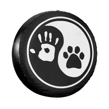 Wykonany na Zamówienie Pokrowiec na Zapasowe Opony Yin Yang Pet Dog Paw dla Bieżniki Kół Samochodowych Jeep Pajero 14 15 16 17 Cali