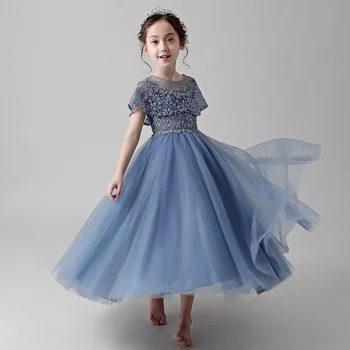 Dziecięcy strój 2021 nowa bujna przędza, odzież dla występy na fortepian, sukienka prowadzącej, sukienka księżniczki dla dziewczyn w stylu Lolity do wybiegu