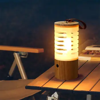 Przenośny Drewniana lampka Nocna LED Bezstopniową Затемняющий USB Akumulator Wolnossący Lampa Dla miłośników Kempingu Turystyki Pieszej