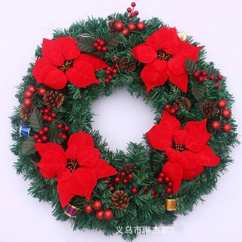 50 cm boże Narodzenie wieniec zielony z drzewami sosnowymi szyszkami kwiat czerwone owocowe ozdoby Świąteczne ozdoby dla domu Натальное ozdoba Noel