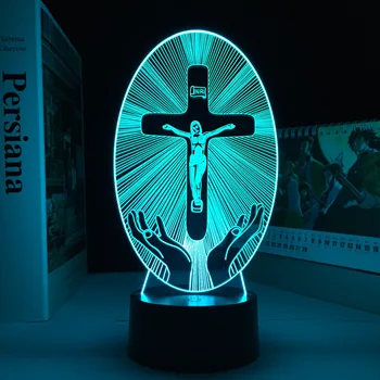 Religia Krzyż Wizualizacja Ukrzyżowanie Biblia, Chrześcijaństwo Led Jezus Stacja Kolorowych Chrześcijan 3D Lampa