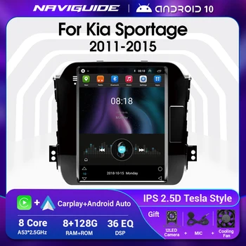 NAVIGUIDE Samochodowy Stereo Auto Radio Dla Kia Sportage 2011-2015 Tesla Ekran Multimedialny Odtwarzacz GPS Navigator Android 10,0 głowicy