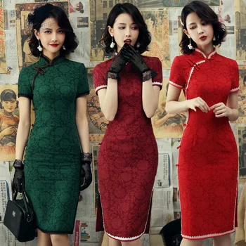 2022 Nowego Płaszcza Sukienka Cheongsam Średniej Długości w chińskim stylu, w stylu retro z Krótkim Rękawem, Stare Шанхайское Bawełny Sukienka Cheongsam Dla Kobiet