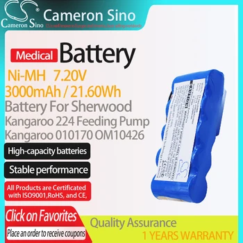 CameronSino Bateria do Sherwood Kangaroo 224 Pompa do Karmienia nadaje się Kangur 010170 Medyczna Wymienna bateria 3000 mah/21.60 Wh Niebieski
