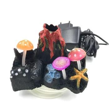 Akwarium Akwarium Dekoracyjne Kamienie Wulkan z Podświetleniem Led Sztuczne Akwarium Skały Kolorowe Grzyby