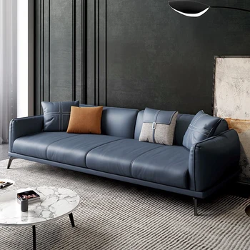 Skandynawski biurowy skórzany sofa prosty biurowy sofa kombinacja czasopism stolików dla trzech osób