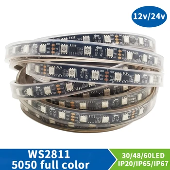 5 M WS2811 RGB led wodoodporne taśmy światła 5050 SMD są adresowane 30 60 48 LED zewnętrzny 1 IC zarządzanie 3 led jasny normalny 12 v 24 v