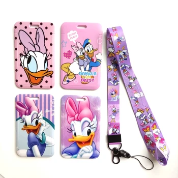Disney Daisy Duck ID Uchwyt Do Kart Fioletowy Pasek Dla Kobiet Etui Na Karty Dla Dziewczyn Anime Uchwyt Ikony na Szyję Krawat Sznur Wiszący Sprzedaż Hurtowa