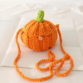 Nowy Projekt Pomarańczowej Wełny Na Drutach Worek Dzieci Cukierki Torby Dynia Halloween Zestaw Do Szycia