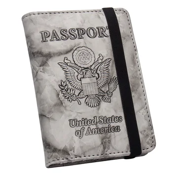 USA Podwójny orzeł wyłożona kafelkami wzór złożony standardowy rozmiar okładka na paszport z opaską z imitacji skóry uchwyt do paszportu z podróżą