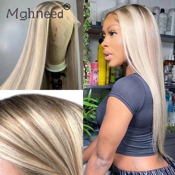 Popielcowa Blond Podkreśla Bezpośredni Perukę koronki Peruki Ludzkich Włosów HD 360 Wig 13x4 Dziewicze Peruki koronki Peruki Ludzkich Włosów Dla Kobiet