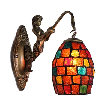 Śródziemnomorski Styl Dekoracji Łaźnia Turecka Mozaika Lampy Led Ręcznie Witrażowe, Szklane, Kinkiety Antyczne Oświetlenie Ścienne Do Oświetlenia Domu