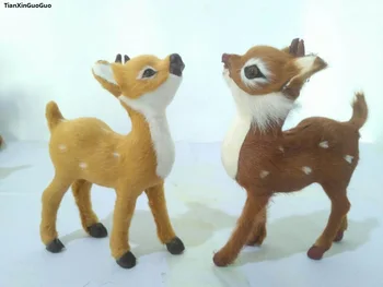 około 14x11 cm symulacja christmas jelenie sztywny model plastik i futra jeleń rekwizyty, dekoracja domu zabawka w prezencie s1635