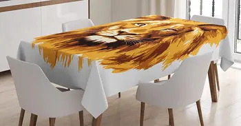 Gumtree obrus w stylu safari, Ilustracja Króla Lwa Największy kot w Afryce Zwierzę w Tropikach dzieło Bursztynowo-biała