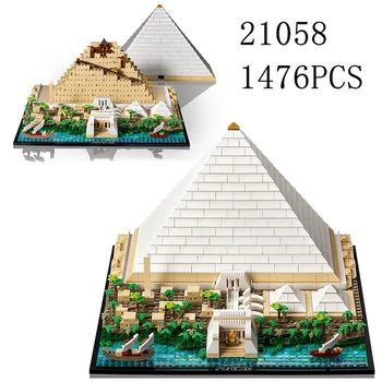 Wielka Piramida w Gizie Miasto Z Widokiem Na Ulicę Bloki Model Zestaw MOC 21058 DIY dla Dzieci Zebrane Zabawki Prezent na boże Narodzenie