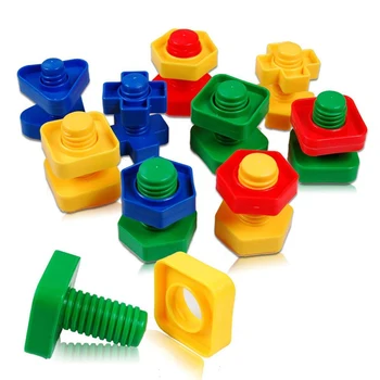4 Kpl./op. Śrubowe klocki plastikowe łączniki bloki w kształcie nakrętki zabawki dla dzieci, Zabawki Edukacyjne modele redukcyjne Darmowa Wysyłka