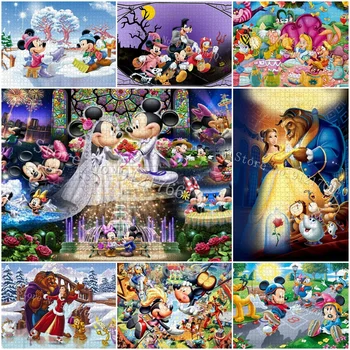 Puzzle Disney Mickey Księżniczka 300/500/1000 szt. Papierowe Puzzle Filmy z Kreskówek Disneya Rozpakowanie gry Edukacyjne, Gry Rodzinne, Zabawki