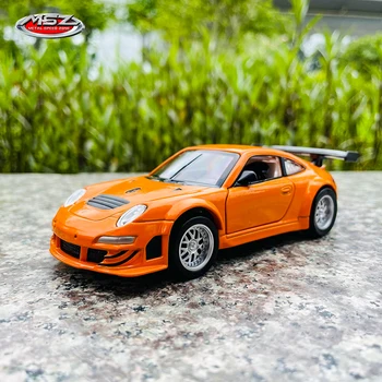 MSZ 1:32 Porsche GT3 RSR model samochodu ze stopu, dziecięca zabawka maszyna do odlewania pod ciśnieniem, kolekcja dla chłopców, prezent, funkcja przewijania