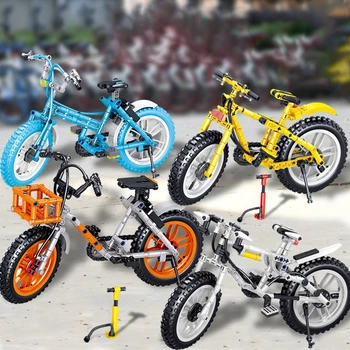 Rower Miejski Klocki Zestaw Sportowy Rower Model Edukacyjne Cegły Budowlane Zabawki Dla Dzieci, Prezenty Z Dmuchanym