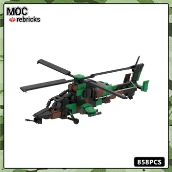 MOC Wojskowa Seria Europejski Tygrys Uzbrojony Helikopter Blok Konstrukcyjny Model Zestaw DIY Zabawki Dla Chłopców Hobby Świąteczne Prezenty