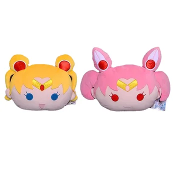 25 cm Anime Sailor Moon kreskówka słodkie miękkie różowe księżyca rozszczep głowa pluszowe lalki poduszki poduszki wentylatory zabawki prezent Kawaii wystrój pokoju