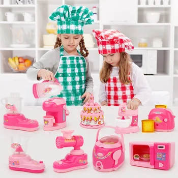 Mini Modelowanie Analogowe aneks Kuchenny Elektryczna Zabawka Kawaii Różowe Świecące Dźwięk Pralka Rpg Zabawka Prezent Dla Dziewczyny