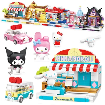 2023 Nowe Bloki Sanrio Hello kitty Kuromi Cinnamoroll Mymelody Model Gra Edukacyjna, Kreskówka, Anime, Klocki Zabawki W Prezencie