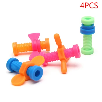 4szt Śrubowe Klocki Plastikowe Zabawki dla Dzieci Zabawki Składanie Nakrętek Demontaż Puzzle Mózgu Połączone Zabawki