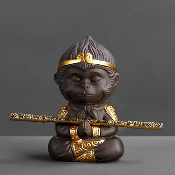 Chiński Fioletowy Glinianym Zestaw Herbaty Kung-fu Monkey King Tea Pet do Dekoracji Domu Ceremonia Herbaty Akcesoria z Fioletowej Gliny