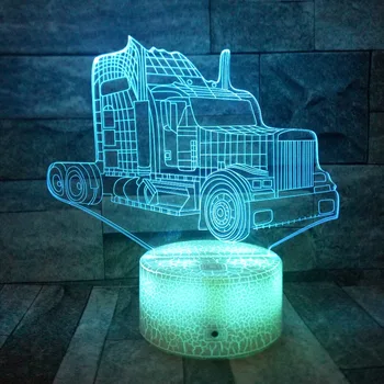 Ciężarówka 3D Iluzja Lampa Led 7 Kolorów Dotykowy, Wyłącznik Stołowa Lampa do Biura Domowego Dekoracji Sypialni i Dzieci dla Dzieci Wakacje Gif