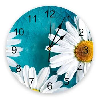 Białe Zegary Ścienne Z Kwiatem Stokrotki, Nowoczesne Zegary Ścienne Dla Biura Domowego, Dekoracja Ścian, Dekoracje Do Salonu, Łazienki, Igiełkowe, Wiszący Zegar