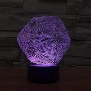 3D Iluzja Lampa Wizja Stereo 7. Zmiana Koloru Nocne Zdalny czujnik przyciskowy Kreatywny Prezent Ozdoba Domu
