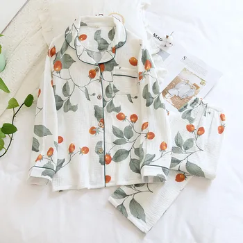 2021 Wiosenno-Jesienna Nowa Damska Piżama z 100% bawełny, z długim rękawem, Odzież Domowa, Wygodna Letnia Cienka Piżama Rozmiar Plus Dla Kobiet