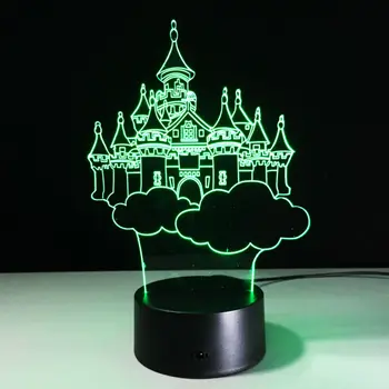 Kształt Zamku 3D Lampa Led 7 Kolorów, Меняющая Akrylową Magiczny Pałac Nocną Lampkę, Kreatywny Żarówki Z przyciskami dotykowymi Dla Dziecka na Prezent