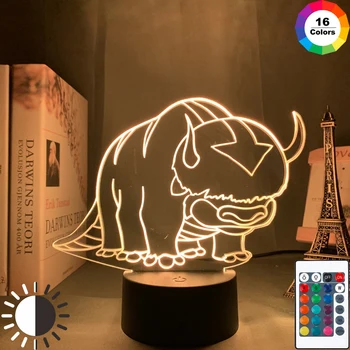 Akrylowa 3d Lampa Avatar Ostatni Mag Powietrza Nachtlampje Voor Kinderen Kind Room Decor De Legende Van Aang Appa Kształtów Тафель нахт